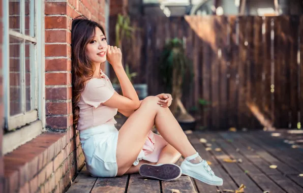 Картинка лето, взгляд, девушка, улыбка, ножки, милашка