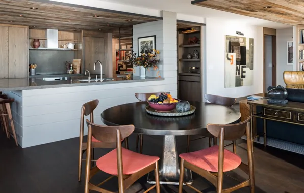 Интерьер, кухня, vintage, уютно, столовая, NONAGON style, Continental Place Apartment, by Hoedemaker Pfeiffer