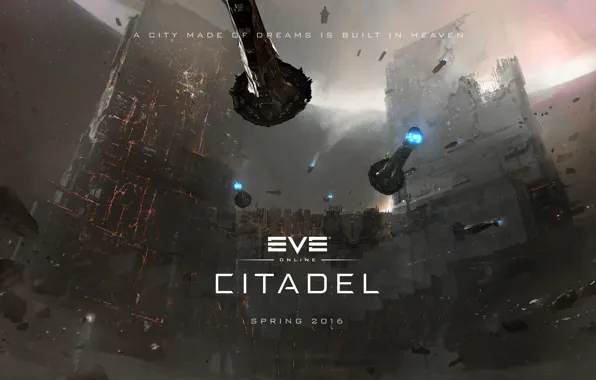 Туманность, станция, астероиды, Космос, space, космический корабль, eve online, space ship