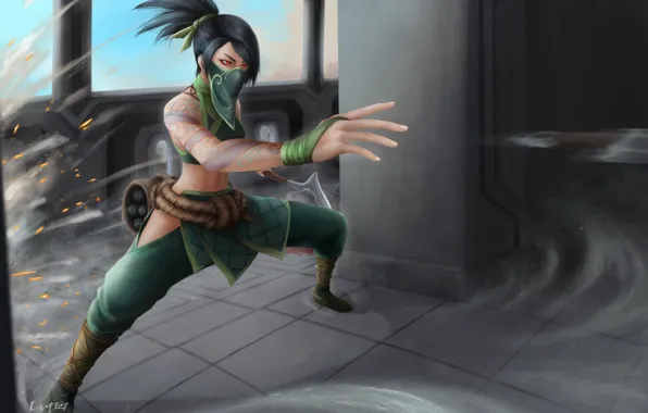 Девушка, маска, ниндзя, Akali, League Of Legends