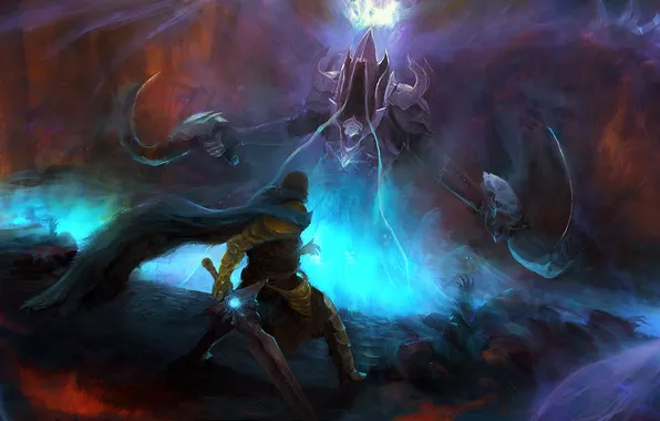 Картинка меч, арт, мужчина, битва, Diablo III, Reaper of Souls, Malthael