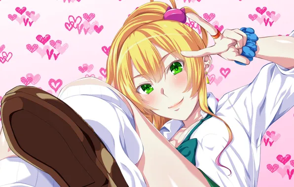 Anime, pretty, blonde, pose, japanese, bishojo, seifuku, Hajimete no Gal