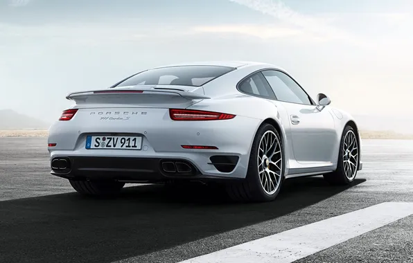 Картинка белый, 911, Porsche, Порше, вид сзади, Turbo, Турбо