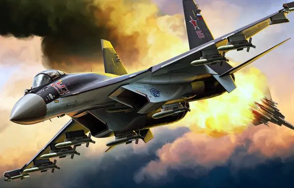 Су-35, воздушный бой, ОКБ Сухого, Flanker-Е+, истребитель поколения 4++, KittyHawk, российский многоцелевой сверхманёвренный