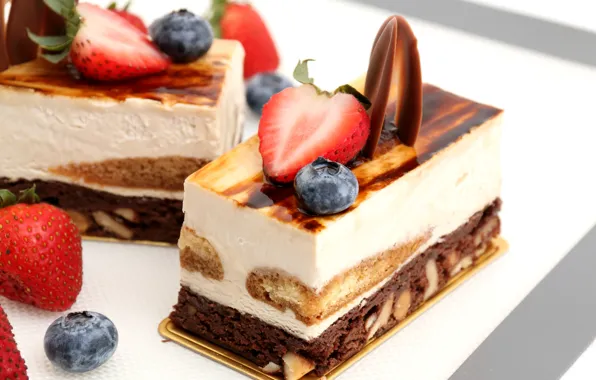 Картинка ягоды, шоколад, торт, пирожное, cake, крем, десерт, выпечка