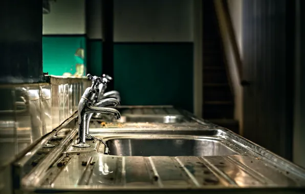 Metal, interior, sink, faucets