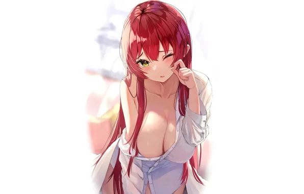 Girl, hot, sexy, red hair, boobs, sexy girl, anime, redhead