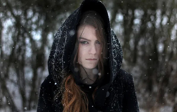 Картинка снег, портрет, Marianne, траур, snow photography