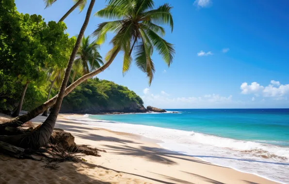 Beaches, sand, palm trees