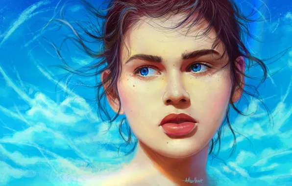 Девушка, Губы, Стиль, Лицо, Girl, Глаза, Art, Красивая