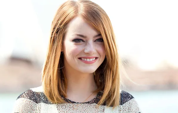 Солнце, улыбка, портрет, актриса, рыжая, красотка, боке, Emma Stone