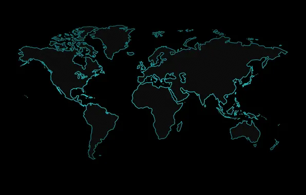 Картинка земля, неон, черный фон, карта мира
