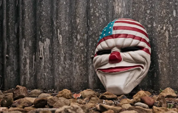 Лицо, клоун, маска, зло, USA, америка, флаг сша