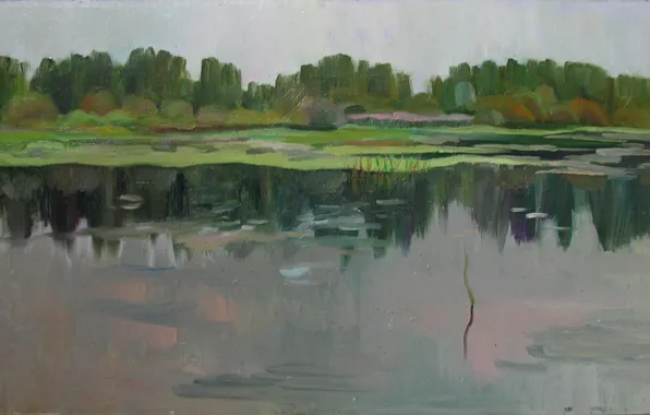Картинка лес, деревья, озеро, росток, Светлана Нестерова