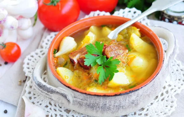 Картинка суп, миска, помидоры