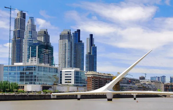 Bridge, blue, argentina, building, business, buenos, built structure