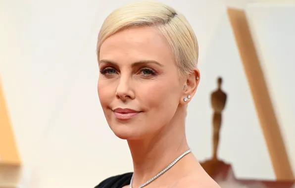Взгляд, Charlize Theron, портрет, актриса, Шарлиз Терон, с короткой стрижкой