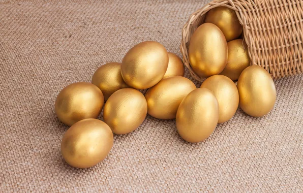 Картинка Пасха, golden, золотые, spring, Easter, eggs, Happy, яйца крашеные