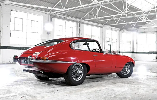 Красный, Jaguar, гараж, Ретро, E-Type