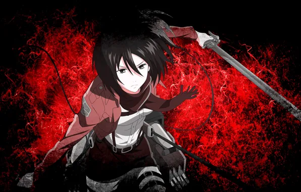 Red, girl, game, anime, brunette, asian, manga, japanese