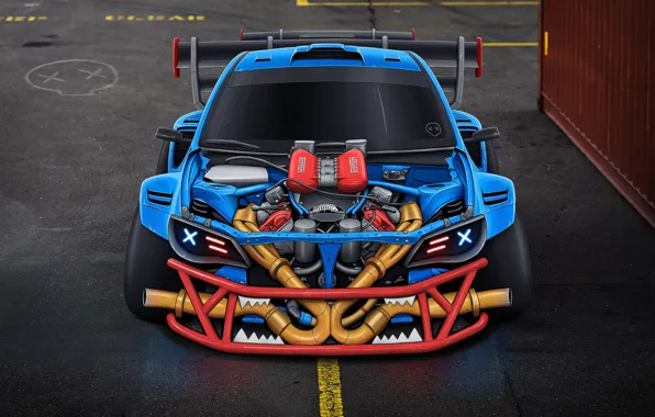 Авто, Рисунок, Машина, Двигатель, Car, Art, EVIL, Передок