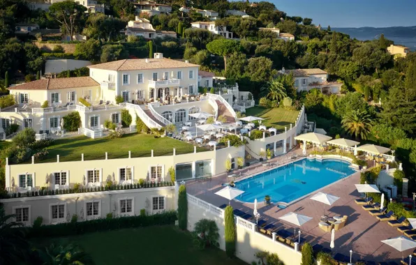 Море, побережье, Франция, вилла, бассейн, отель, Côte d'Azur, Saint-Tropez