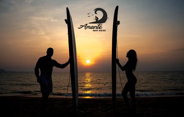 Logo, Sunset, board, Amante