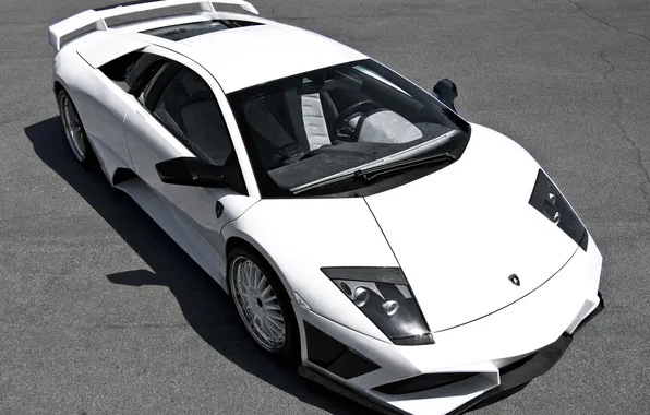 Картинка белый, суперкар, спойлер, lamborghini murcielago lp640, ламборгини