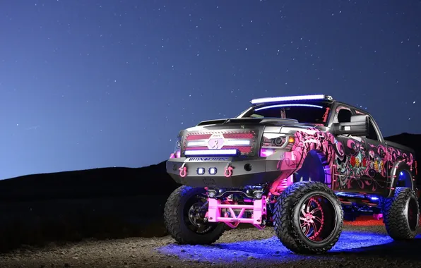 Картинка black, pink, custom, truck, lift