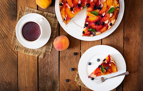 Картинка ягоды, чай, сладость, фрукты, выпечка, фруктовый пирог