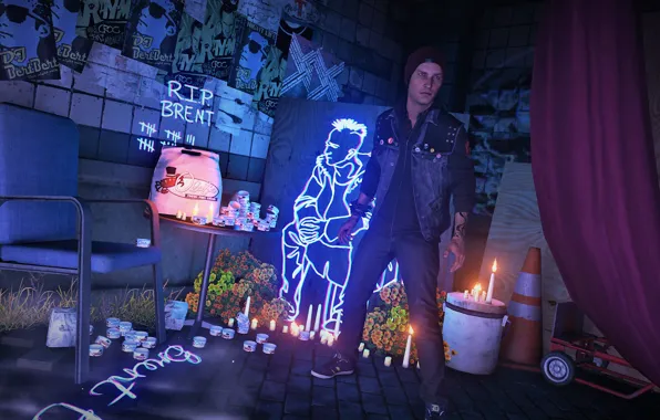 Неон, парень, листовки, inFAMOUS: Second Son