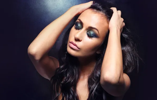 Model, brunette, pose, make up