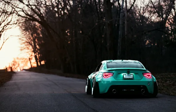 Картинка Toyota, GT86, Stance, Rear, Turquoise, Works