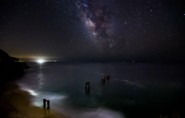 Море, звезды, ночь, пространство, млечный путь