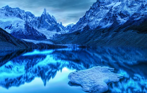Картинка холод, горы, синий, озеро