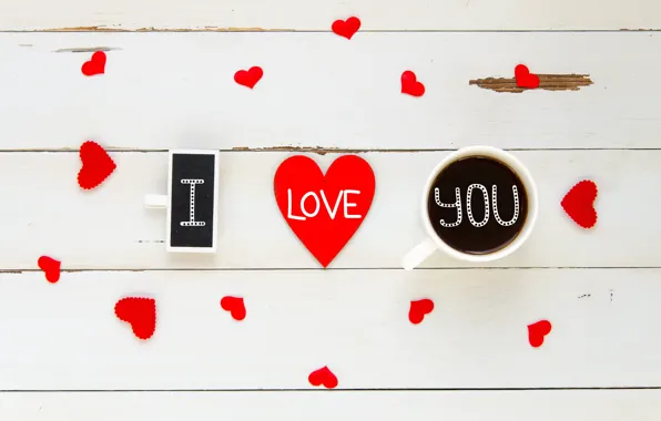 Картинка любовь, сердце, кофе, чашка, сердечки, red, love, I love you