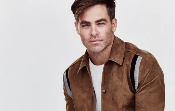 Взгляд, поза, куртка, актер, Крис Пайн, Chris Pine