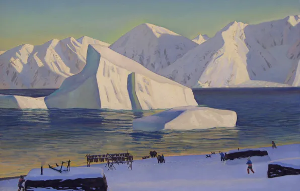 Картинка пейзаж, картина, Rockwell Kent, Рокуэлл Кент, Начало Ноября. Северная Гренландия