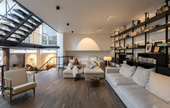 Дизайн, стиль, вилла, интерьер, библиотека, Нидерланды, Amsterdam, гостиная