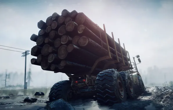 HDR, Wood, Truck, Game, Sunshine, Stones, Mud, CAT