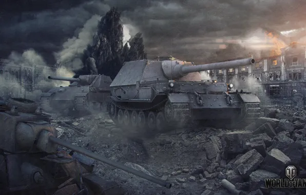 Картинка война, дома, танк, танки, world of tanks, т-34, panther, wot