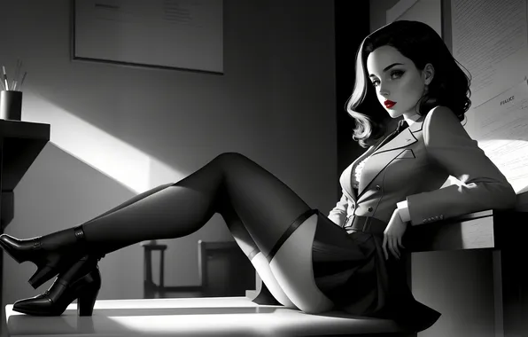 Картинка girl, stockings, art, beautiful, skirt