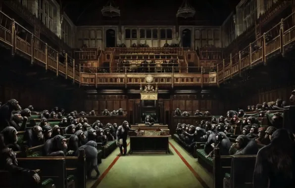 Картина, Бэнкси, Devolved Parliament, Обезьяны в британском парламенте
