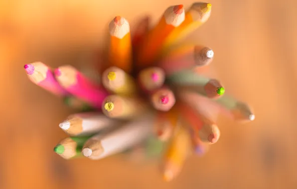 Colorful, bokeh, pencils, tip