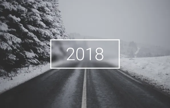 Картинка wallpaper, white, christmas, new year, road, trees, winter, snow