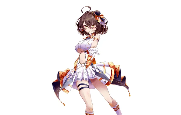 Girl, sexy, cleavage, dress, brown hair, boobs, anime, beautiful