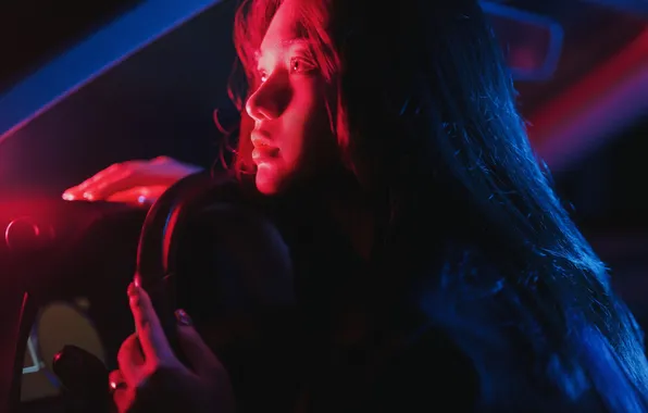 Car, Beautiful, Asian, Model, Night, Woman, Pretty, Close Up
