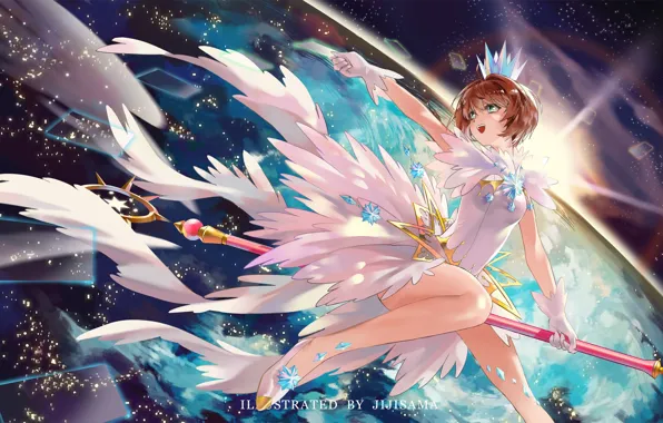 Полет, Девочка, Аниме, Card Captor Sakura