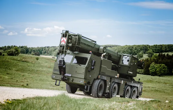 Crane, engineering, military vehicle, liebherr, gltm 1080