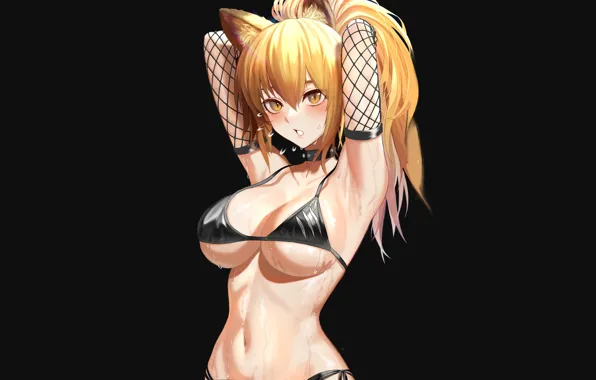 Girl, hot, sexy, boobs, neko, anime, lion, blonde